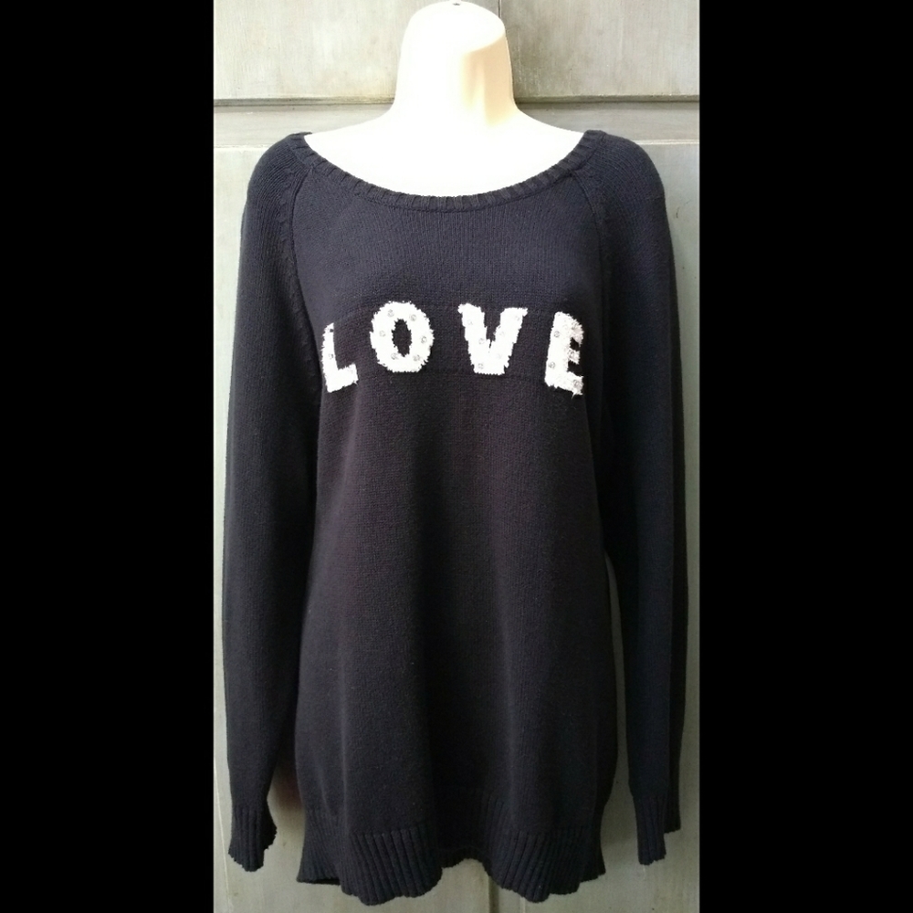 TORRID-LOVE EMBELLISHED BLACK PULLOVER HEAVY SWEATER Plus Size 3
